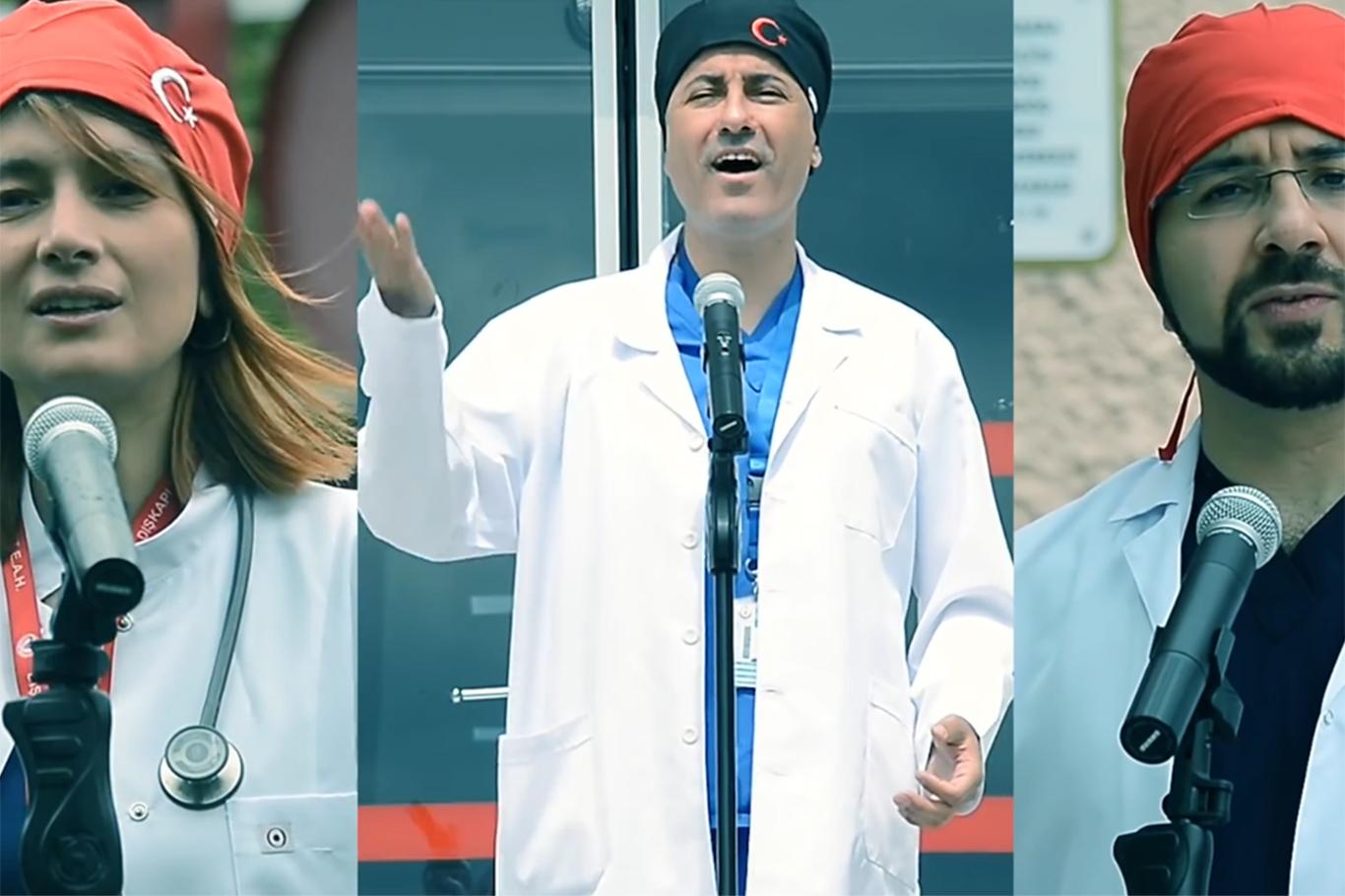  Sağlık çalışanları ‘Sağlık İçin Çal’ıp söylediler